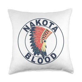 Nakota Blood Headdress Indian Proud Native American Roots Throw Pillow