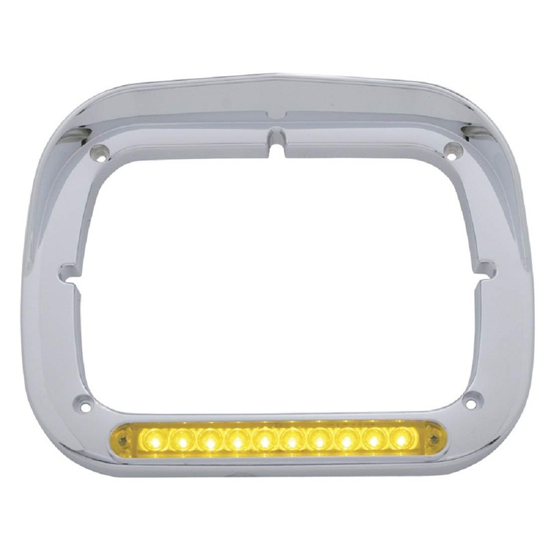 C2W Pair of Peterbilt Single Headlight Bezels 6x8 Amber Lens