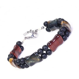 HASKARE Men's Tiger Eye Crystal Bracelets, Natural Tiger Eye Bracelet Multicolored Men Beads Bracelet Durable Wire Healing Crystal Gemstone Beaded Bracelet Unique Gifts for Balance Luck Prosperity