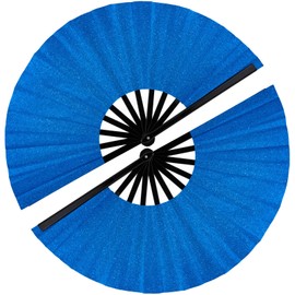 2 PCS Boots on The Ground Fan, Clap Fans for Line Dancing, 13" Glitter Large Rave Fans,Folding Clack Handheld Foldable Hand Fan for Dance, EDM Music Festivals & Parties(Royal Blue)