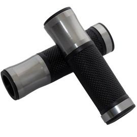 MotorToGo Titanium Gray CNC Aluminum 7/8" Handlebar Open-End Rubber Gel Grips for 2018 Honda Grom 125 ABS