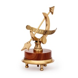 NKlaus Maritime Sundial Made of Wood and Brass Antique 13 cm High Antique Decoration 11568