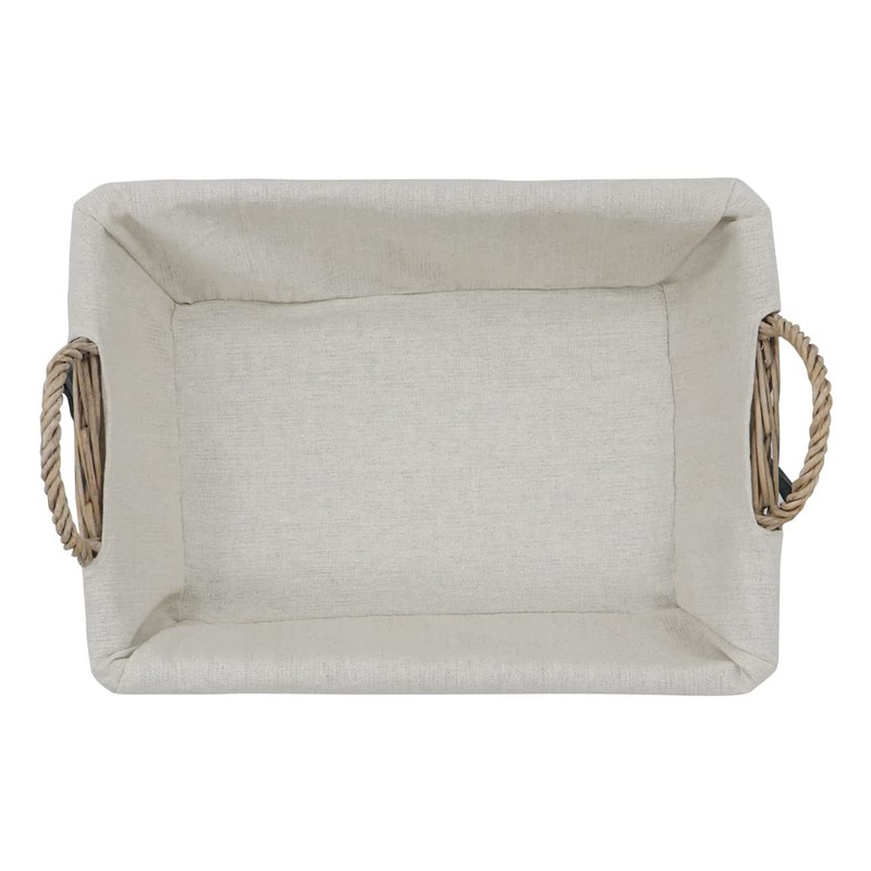 JVL Arianna Rectangular Willow Storage Basket, Grey Wash