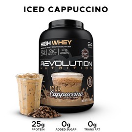 Revolution Nutrition, High Whey, Protein Powder 6LB, Whey Isolate, Gluten Free, Lean Muscle Mass for Men & Women, 25g of Protein Per Scoop, 2.7kg, 73 Servings (Iced Cappuccino, 6 Pound)