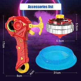 NIHESIM 2 Pcs Battle Spinning Gyros,Spinning Toys with Launcher,Top Burst Set for Kids,Light up Spinning Tops,Gyro Stadium Arena,Alloy Battle Tops,Spinning Top Toys,Burst Battle Gyros