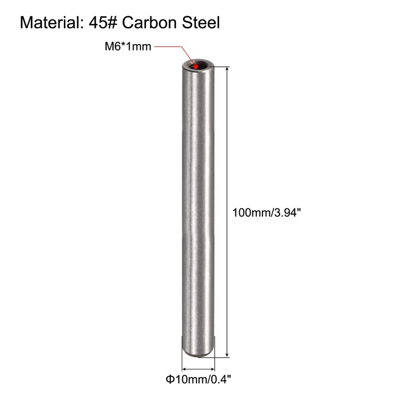 sourcing map M6 Internal Thread Dowel Pin 6pcs 10x100mm Chamfering