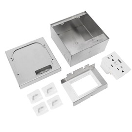 1Recessed Floor Electrical Outlet Kit,Waterproof Electrical Outlet Covcer Box with USB Charging Electrical Outlet for Kitchen Countertop