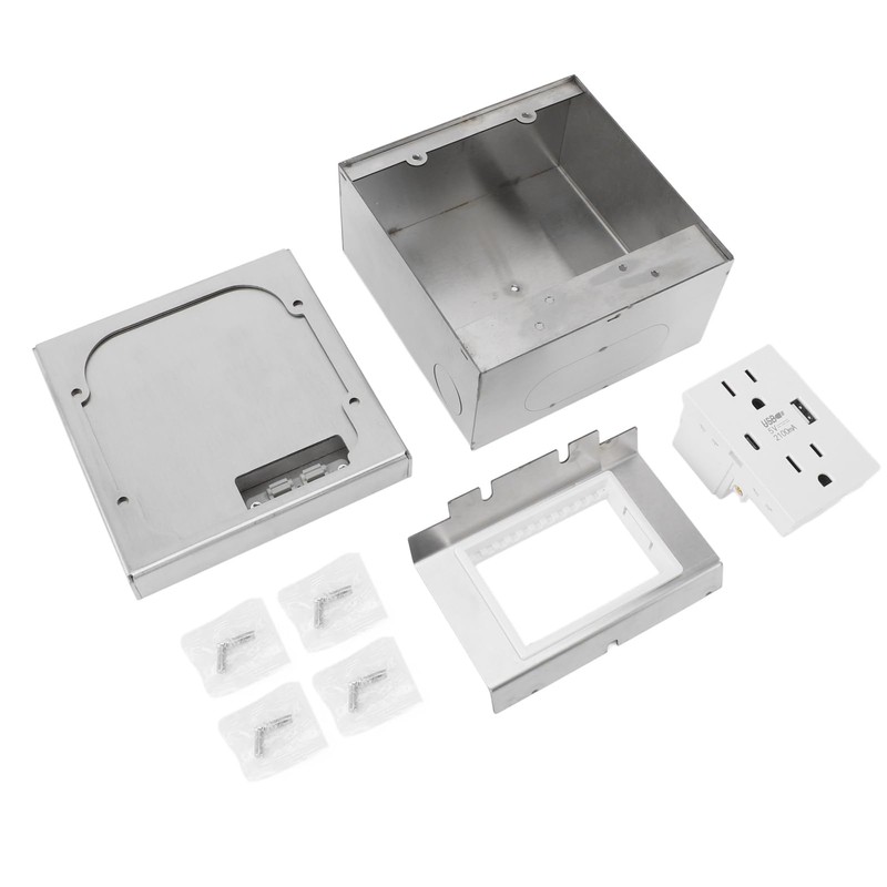 1Recessed Floor Electrical Outlet Kit,Waterproof Electrical Outlet Covcer Box with