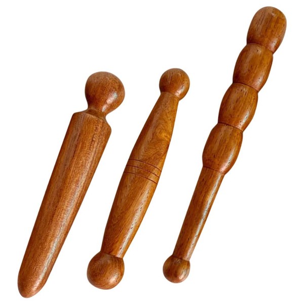 Beavorty 3Pcs Wooden Reflexology Sticks Foot Hand Massage Wooden Stick