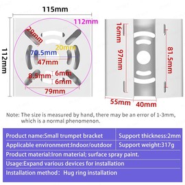ZT-NET Universal Vertical Pole Mount Adapter with 2 Loops for CCTV Security Camera Wall Mounting Bracket Compatible with PTZ Dome Cameras Iron White (Not Included Camera)