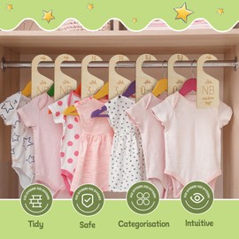 BXUYAOXMC Baby Closet Dividers Cute Baby Clothes Organizer Double Face Baby Closet Organizer for Clothes Organizer Wooden Baby Closet Dividers for Infant to Toddler