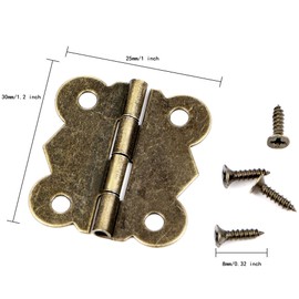 Jewelry Box Hinges 80 Pieces 1 inch Wooden Cabinet Hinge - Antique Small Butterfly Hinges Bronze Engraving Design Box Lock for Crafts Wooden Box, Gift Box, Toolbox Accessories (K6_1_80 Pcs)