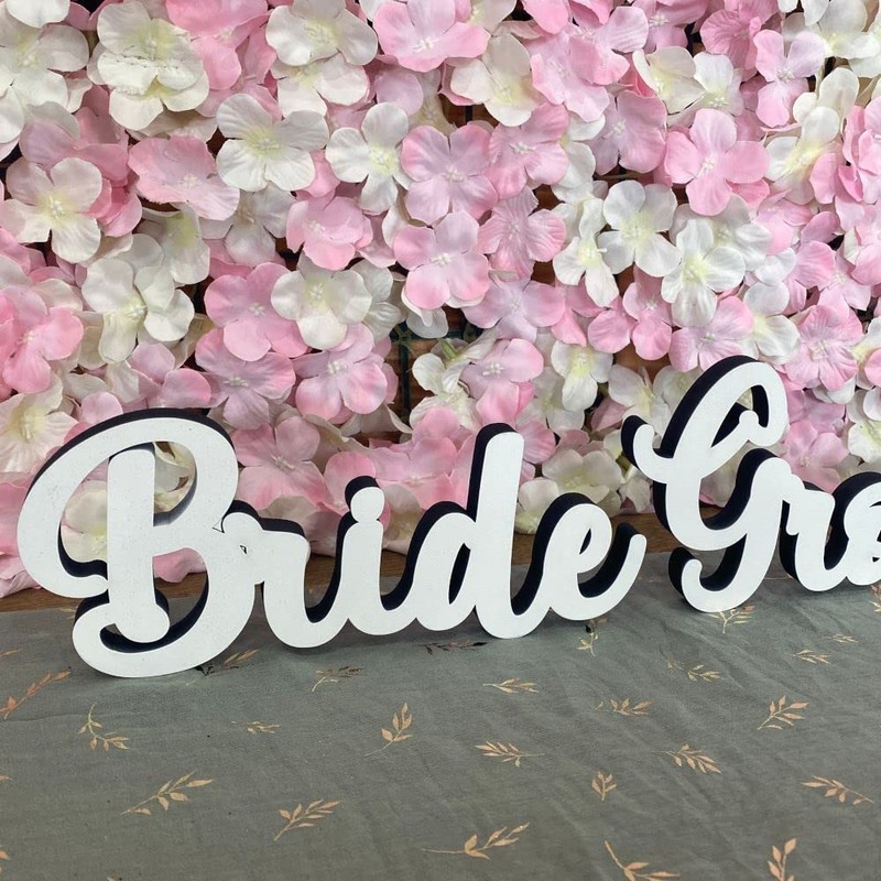 Customisable Bride and Groom Wooden Standing Signs, Wedding Top Table