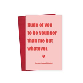 Detuca Funny Birthday Card & Gifts for Friend Sister Bestie, Humorous Birthday Card for Husband Wife, Cute Birthday Card for Men Women, Younger Than Me But Whatever