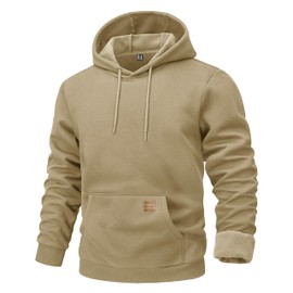 MAGCOMSEN Men's Sweatshirts Fleece Lined Pullover Hoodies Heavyweight Warm Thick Winter Hoodies Athletic Casual Fashion Hoody Khaki L
