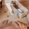 2Pcs Gold Miniature Candle Holders, 1/12 Scale Dollhouse Candlesticks Set