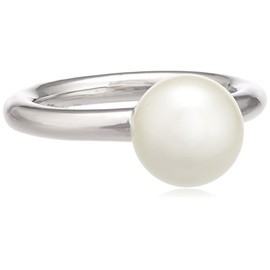 Merii Women's Ring 925 Sterling Silver Rhodium-Plated Synthetic Pearls White, Size 52 (16.6) M0382R/90/C7/52