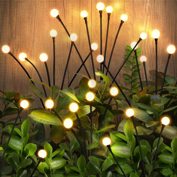 Brightever 𝐔𝐩𝐠𝐫𝐚𝐝𝐞𝐝 Solar Lights Outdoor Waterproof - Swaying Solar Garden Lights, Firefly Lights with Highly Flexible Copper Wires, Yard Pathway Christmas Landscape Stake Lights, 2 Packs