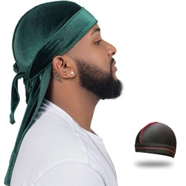 Velvet Durag for Men Wave Cap Velvet Dorag for Men Women 360 Wave (Green)
