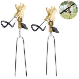 DBREAKS Rod Holder, Pack of 2 Stainless Steel Fishing Rod Holder, 360° Adjustable Holder for Fishing Rods, Fishing Rod Stand, Angle Adjustable Fishing Rod Holder, Rod Rest Holder