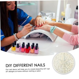 minkissy Nail Art Ornament 100pcs Pearl Nail Charms Flat Back Pearl Stickers Manicure Decorations Family Gatherings