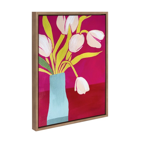 Kate and Laurel Sylvie Pink Tulips Framed Canvas Wall Art