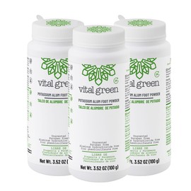 Vital Green Talco Natural de Alumbre de Potasio, Protección Duradera contra el Olor para Pies y Cuerpo, Apto para Adultos y Niños, 100g (3 unds)      
