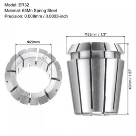 sourcing map ER32 Spring Collet, 20mm Chuck for CNC Engraving Machine Lathe Milling