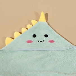Toalla con Capucha para bebé, diseño Divertido de Dinosaurio, Muy Suave y Absorbente (Verde)