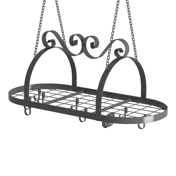 33" Pots and Pans Hanging Rack, Oval Ceiling Pot Rack