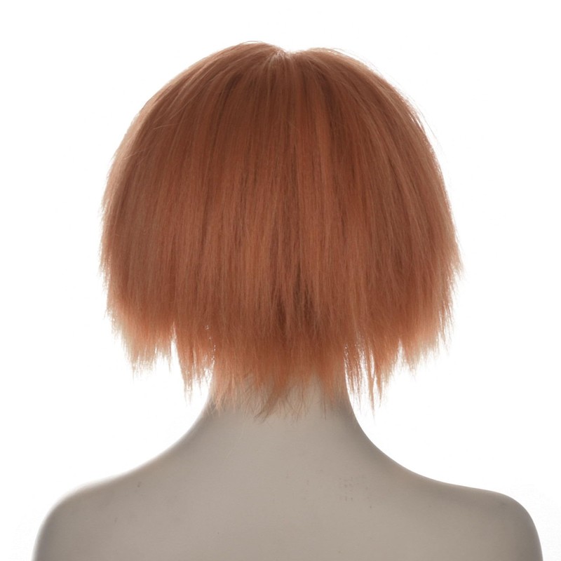 FYXZHUO Men’s Short Golden Brown Straight Wig With False scar