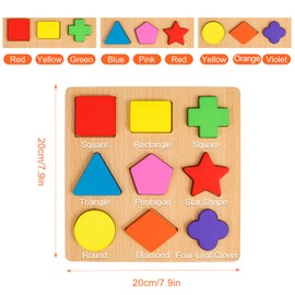 Pinenuts Montessori Toys for 1-3 Years Old Boys Girls, Wooden Shape Sorter Color Recognition Puzzles Toys for Toddlers, Kids Educational Toys Preschool Learning Gift