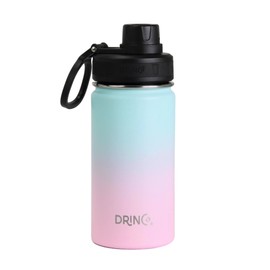 DRINCO Stainless Steel Water Bottle Spout Lid Vacuum Insulated Double Wall Water Bottle Wide Mouth (40oz 32oz 22oz 18oz 14oz) Leak Proof Keeps Cold or Hot (14 oz, 14oz Macaron)
