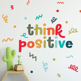 RoomMates Think Positive Multicolor Wall Quote Decals, RMK5579GM