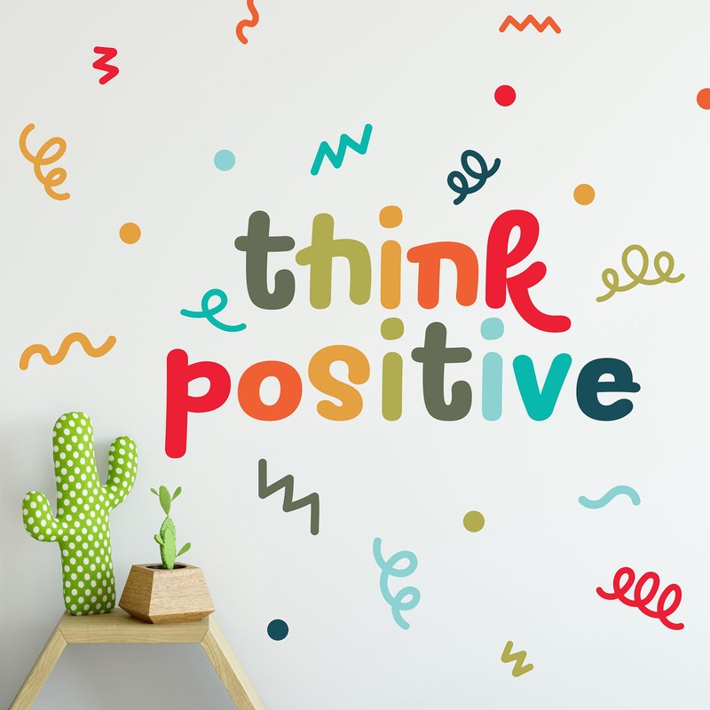 RoomMates Think Positive Multicolor Wall Quote Decals, RMK5579GM