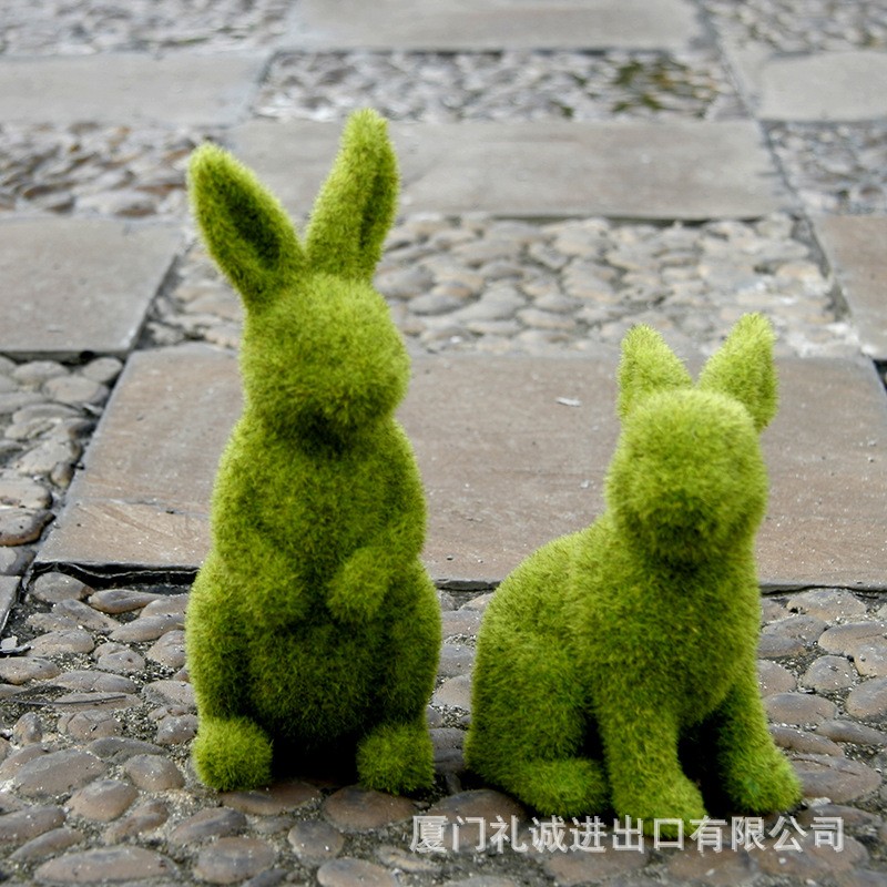 Resin Flocked Rabbit Easter Egg Rabbit Home Garden Outdoor Window