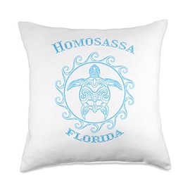Homosassa Florida Tribal Turtle Designs Homosassa Florida Tribal Sea Turtle Summer Throw Pillow, 18x18, Multicolor