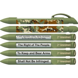 Greeting Pen Patriotic 2nd Amendment Camo American United States Army Rotating Message 6 Pen Set 36516
