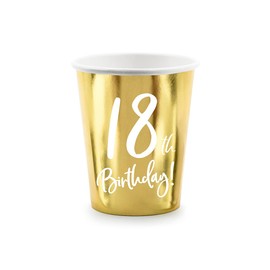 PartyDeco KPP73-18-019M-EU1 - Paper Cups - Happy Birthday 18 - 220 ml (7.4 oz) - Pack of 6