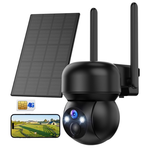 4G LTE Cellular Solar Security Camera Outdoor: No WiFi Solar