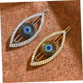 3 Colors French Hair Pin Metal with 2pcs Devil's Eye Barrettes Metal Hair Clips French Twist Hair Pin U Shaped Hair Fork Hair Pins Large Updo Hairpin for Women Girls (rose gold+silver+gold)