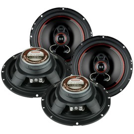 2 Pairs AudioPipe CSL-1623AR 6.5 Inch 330 Watts Max Power Tri Axial Car Audio Speaker Pair with 4 Ohm Impedance and 70 to 21kHz Frequency Range