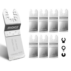 ARTWOWCUT 8PCS Diamond Oscillating Saw Blades, Curved Edge Grout Remover Tool Blades for Tile Mortar Concrete Masonry, Flush Cut, Compatible with Dewalt Milwaukee Worx Ryobi