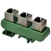 Electronics-Salon Slim DIN Rail Mount RJ45 8P8C 3 Jacks Splitter