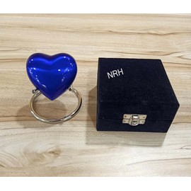 Blue Heart Keepsake Urn - Heart Cremation Urn for Ashes with Stand & Box - Mini Heart urn for Human Ashes - Honor Your Loved One with White Urn Heart Shaped - Perfect Small Urn for Adults & Infant