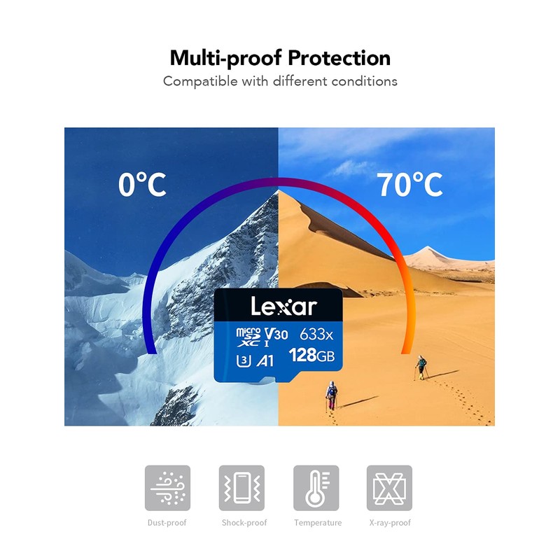 Micro SDHC con adaptador SD, Negro/Azul, 128 GB