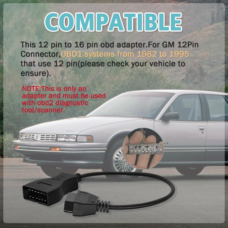AMHTDOL OBD1 to OBD2 Adapter Fit for GM 12Pin Obd1