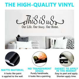 Inspirational Quotes Family Wall Stickers: Home Vinyl Art Wall Decals for Kitchen Living Room - This is Us Our Story Our Life Our Home 25" X 7"