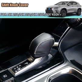 Kakash Custom Interior Accessories for Lexus NX250 NX350 NX350h NX450h+ 2022 2023 RX450h+/500h/350h Leather Automatic Gear Shift Knob Cover,Transimission Boots Shift Lever Sheath(White Stitches)