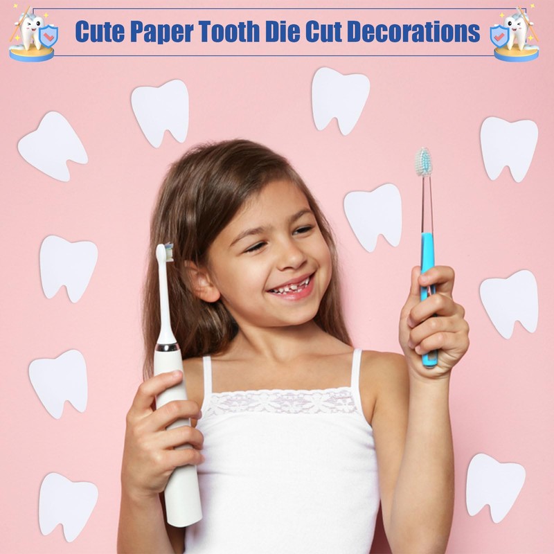 MixTeach 200 Pcs Tooth Cutouts 4 Inch Paper White Teeth